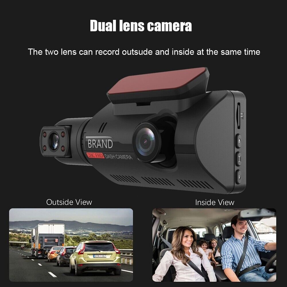 1080P Dual Lens Car DVR Dash Cam Video Recorder G-Sensor Front And