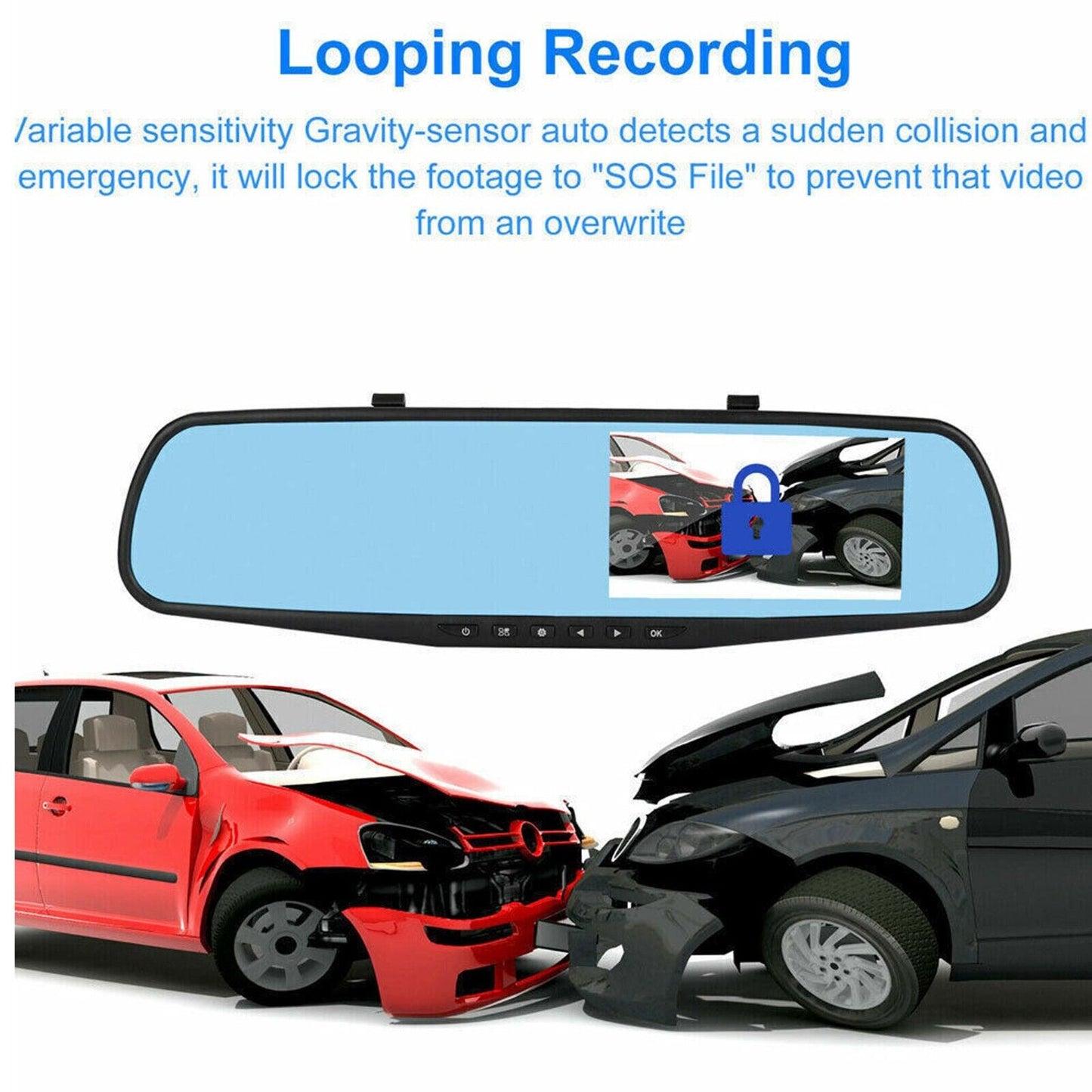 1080P HD Rearview Mirror Car DVR Dual Dash Cam Camera Front Rear Video