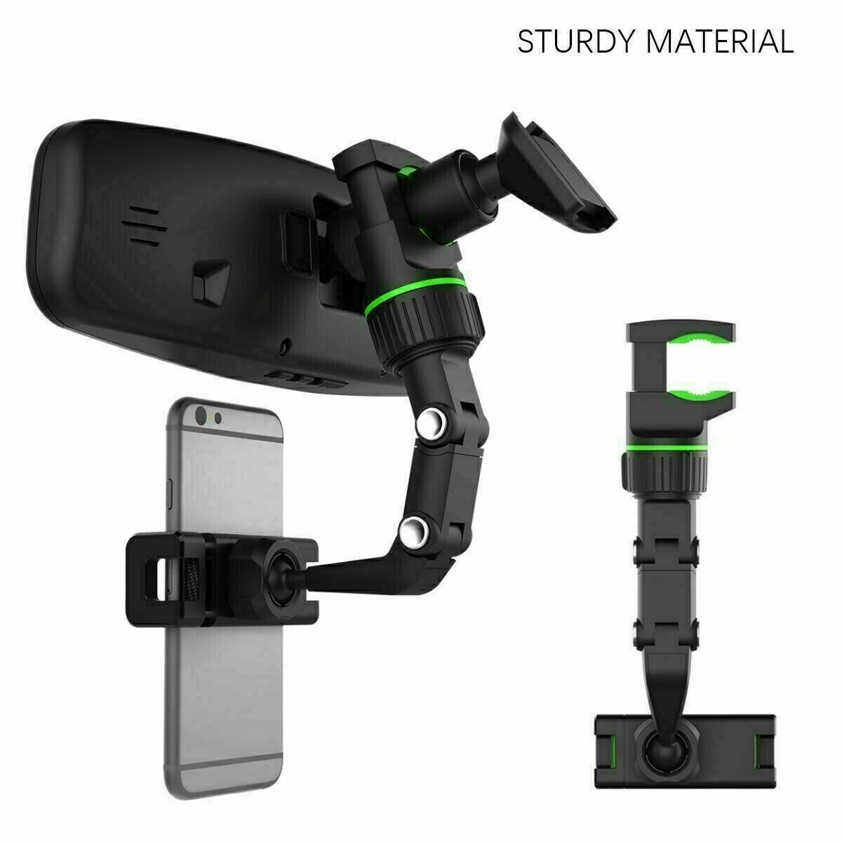 360° Car Rearview Mirror Rotation Adjustable Phone Holder Mount